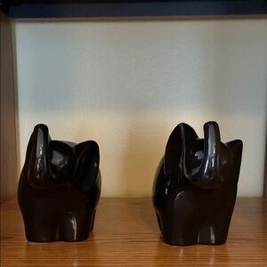 Black Ceramic Elephant Figurine Pair - Home Accents